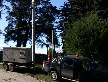 Faena de generación de energía por trabajos de emergencia en sector rural